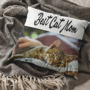 Svart text för bästa Kat Mamma-foto Kudde