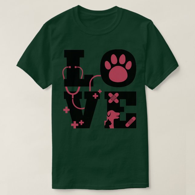 Svart text för Cute Kärlek Animals T Shirt (Design framsida)
