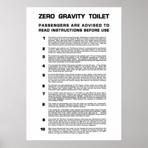 Svart text för Fullt Zero Gravity Bathroom Poster