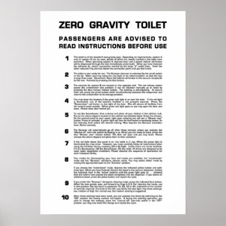 Svart text för Fullt Zero Gravity Bathroom Poster