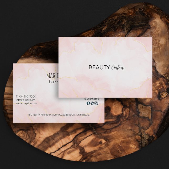 Svart text för handskrivet skript, Ro Guld, svart  Visitkort (Handwritten Script Typography Rose Gold Black Text Business Card)