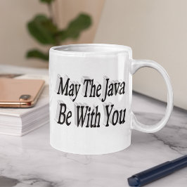 Svart text för lustiga kaffeofferter från Java Kaffemugg