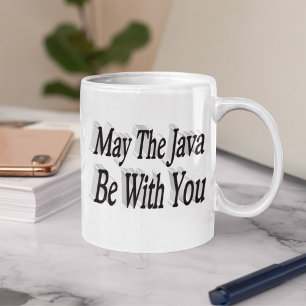 Svart text för lustiga kaffeofferter från Java Kaffemugg