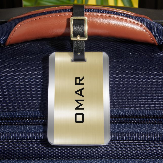 Svart text för metallisk anpassningsbar silver och bagagebricka (Framsida Insitu 2)