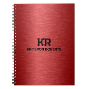 Svart text för Red Metallic Struktur Anpassningsba Anteckningsbok