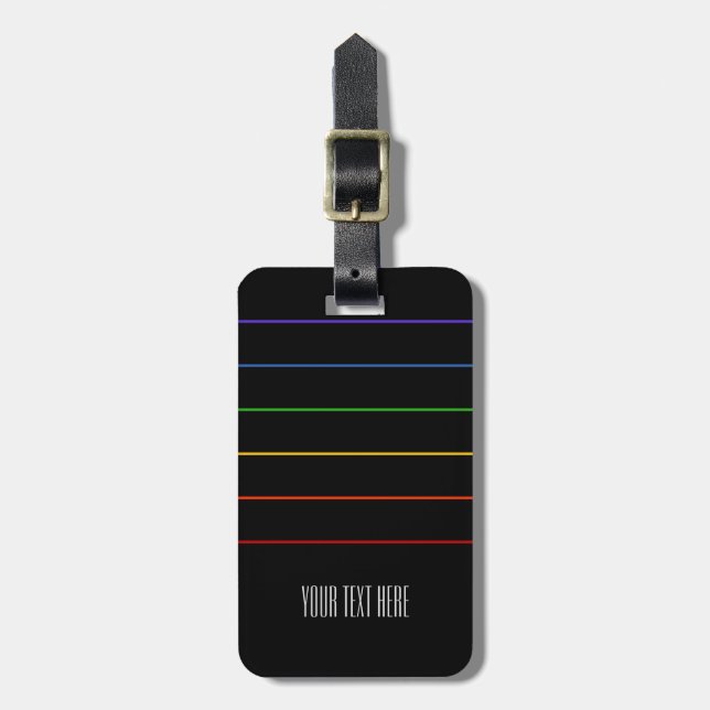 Svart text för Thin Rainbow Rand Bagagebricka (Vertikal Framsida)
