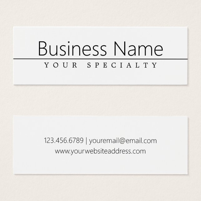 Svart text i enkel klass på vit litet visitkort (Framsida & baksida)