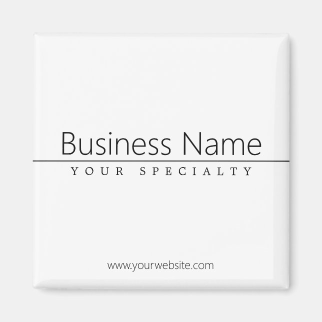 Svart text i enkel klass på vit magnet (Framsidan)