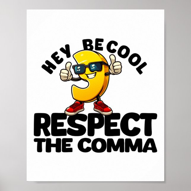 Svart text med koma Respekt Regler Design Stic Poster (Framsidan)