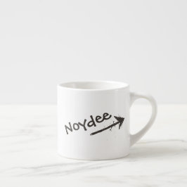 Svart text och pil på din espressomugg