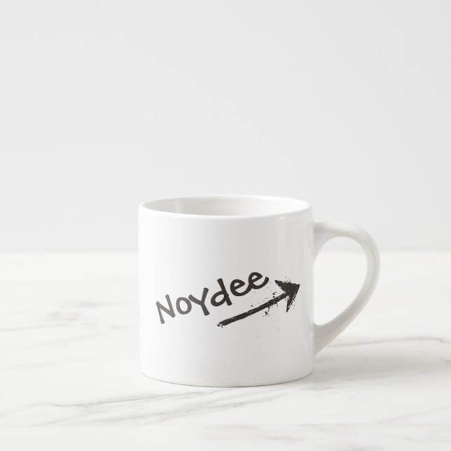 Svart text och pil på din espressomugg (Höger)
