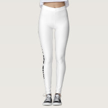Svart text på vita leggings