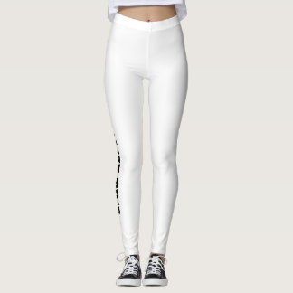 Svart text på vita leggings