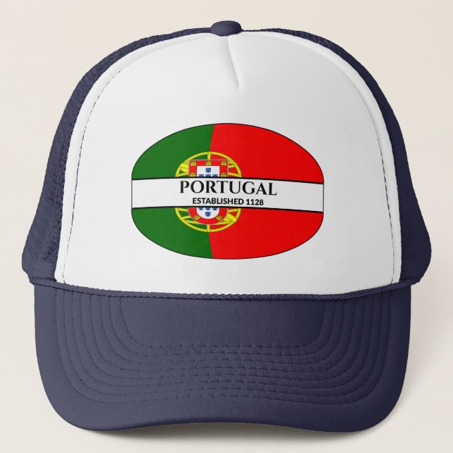 Svart text Portugal Etablerade 1128 Flagga Keps (Framsida)
