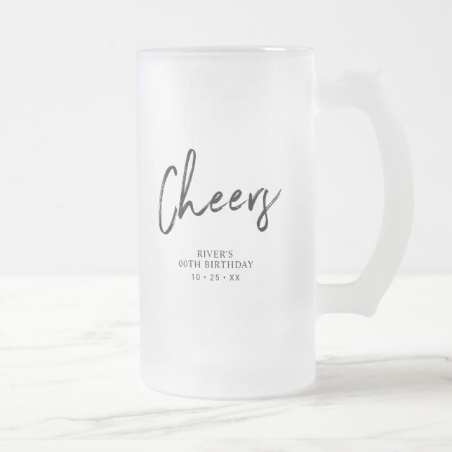 Svart text 'Skål' present till vuxna på födelsedag Frostat Ölglas (Höger)
