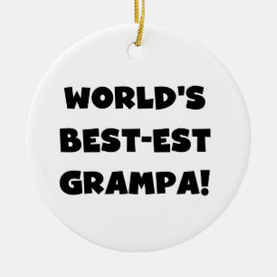 Svart text World's Best Grampa T-shirts Gifts Julgransprydnad Keramik