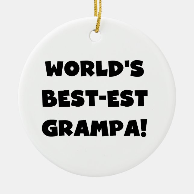 Svart text World's Best Grampa T-shirts Gifts Julgransprydnad Keramik (Framsidan)