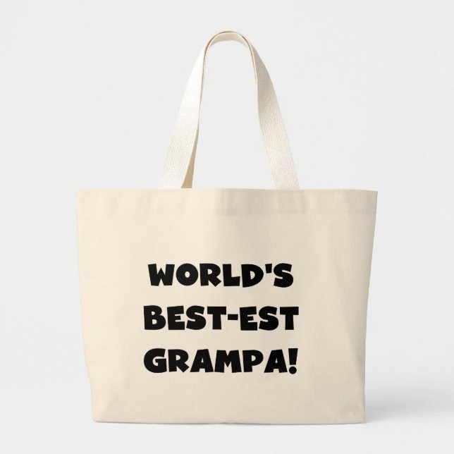 Svart text World's Best Grampa T-shirts Gifts Jumbo Tygkasse (Framsidan)