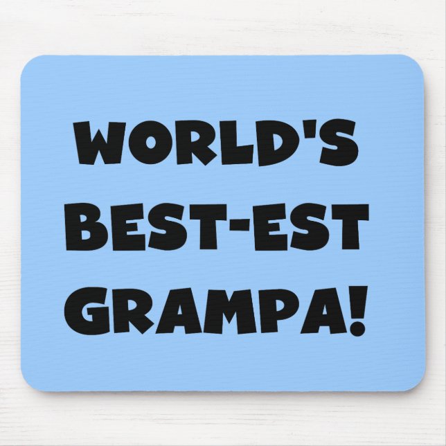 Svart text World's Best Grampa T-shirts Gifts Musmatta (Framsidan)