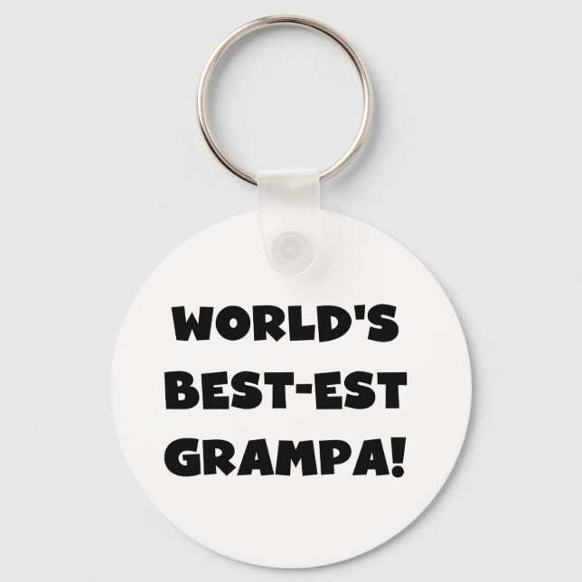 Svart text World's Best Grampa T-shirts Gifts Nyckelring (Framsida)