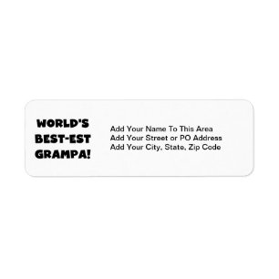 Svart text World's Best Grampa T-shirts Gifts Returadress Etikett