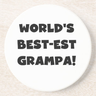 Svart text World's Best Grampa T-shirts Gifts Underlägg Sandsten
