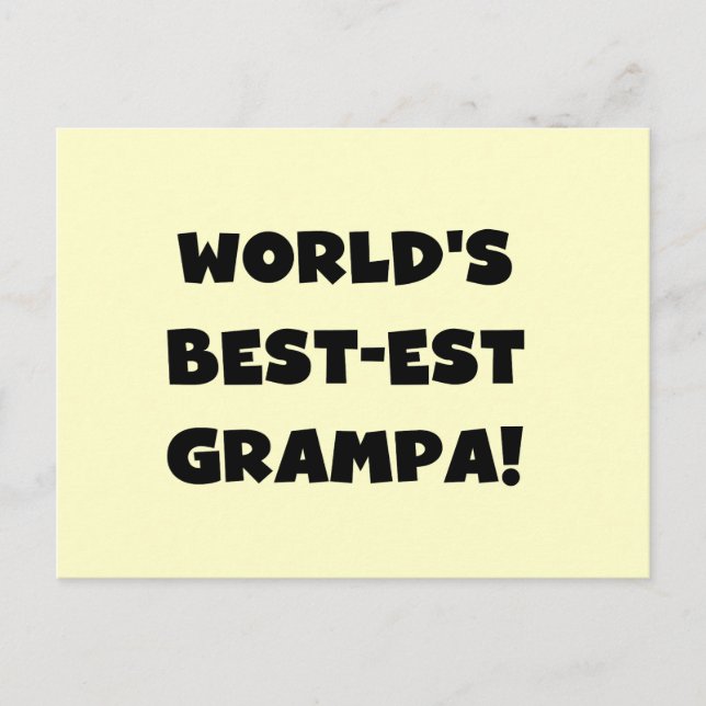 Svart text World's Best Grampa T-shirts Gifts Vykort (Framsida)