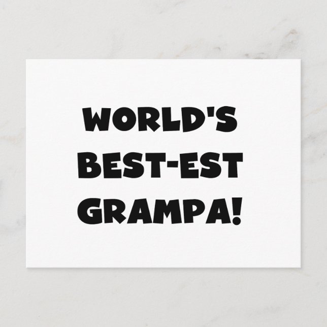 Svart text World's Best Grampa T-shirts Gifts Vykort (Framsida)