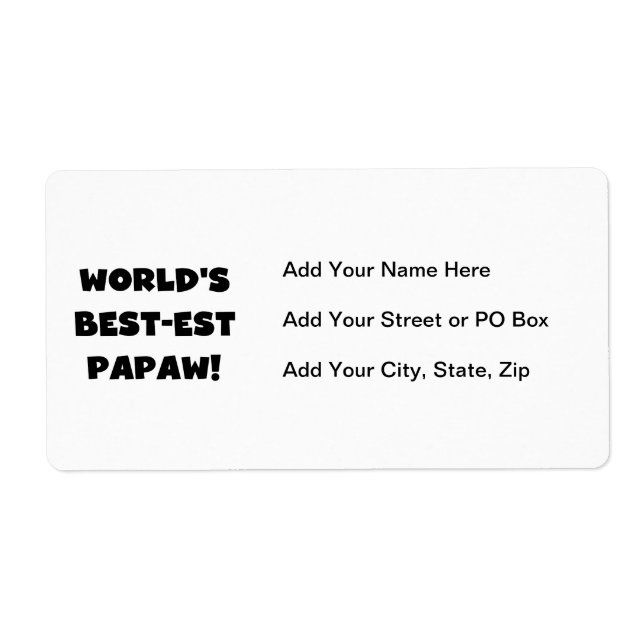 Svart text World's Best Papaw Gifts Fraktsedel (Framsidan)