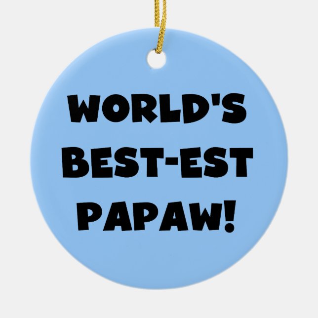 Svart text World's Best Papaw Gifts Julgransprydnad Keramik (Framsidan)