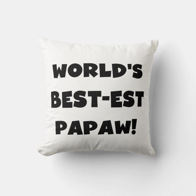 Svart text World's Best Papaw Gifts Kudde (Framsida)