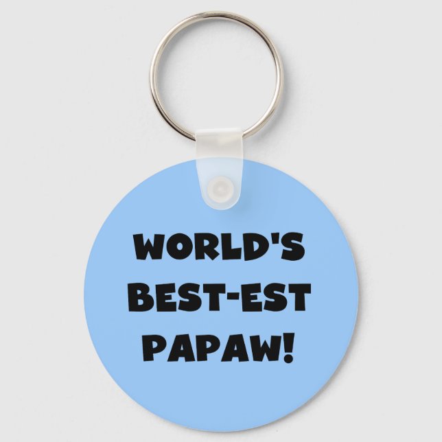 Svart text World's Best Papaw Gifts Nyckelring (Framsida)
