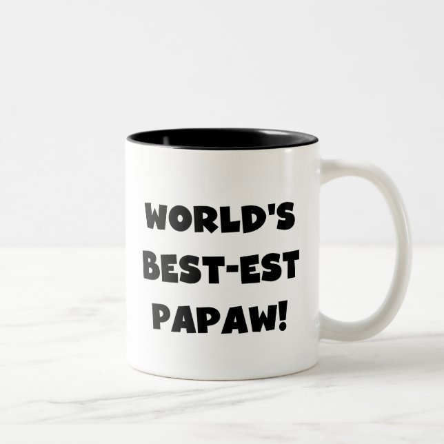 Svart text World's Best Papaw Gifts Två-Tonad Mugg (Höger)