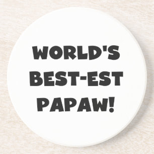 Svart text World's Best Papaw Gifts Underlägg Sandsten