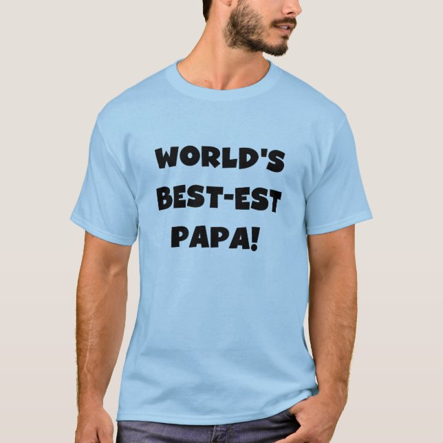 Svart text World's Best Pappa Tshirts and Gifts (Framsida)