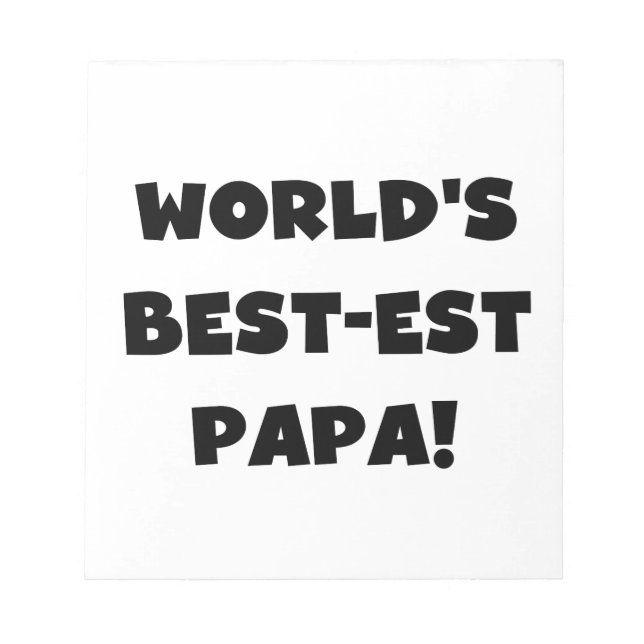 Svart text World's Best Pappa Tshirts and Gifts Anteckningsblock (Framsida)