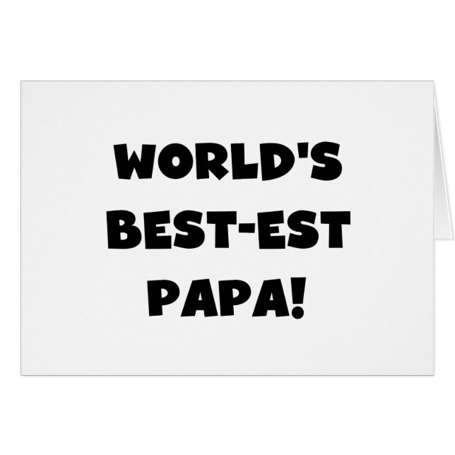 Svart text World's Best Pappa Tshirts and Gifts Hälsningskort (Framsidan Horizontal)