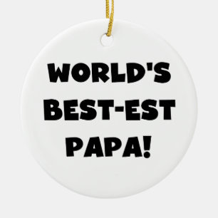 Svart text World's Best Pappa Tshirts and Gifts Julgransprydnad Keramik