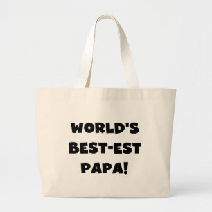 Svart text World's Best Pappa Tshirts and Gifts Jumbo Tygkasse