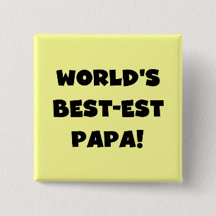 Svart text World's Best Pappa Tshirts and Gifts Knapp