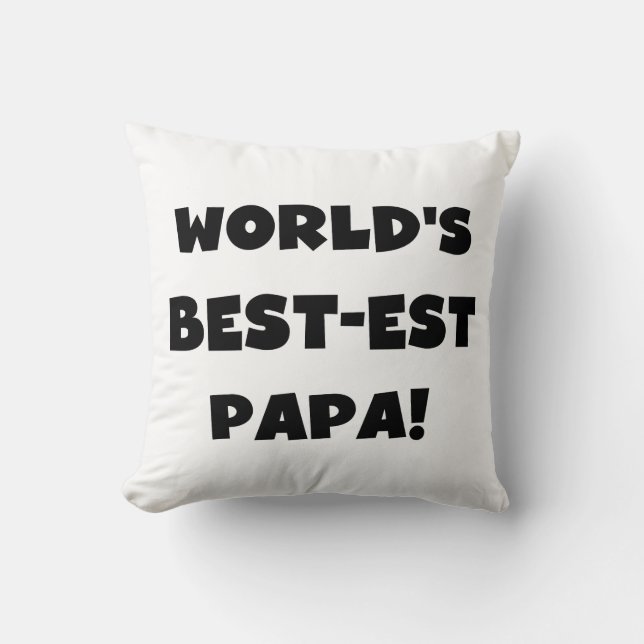 Svart text World's Best Pappa Tshirts and Gifts Kudde (Framsida)
