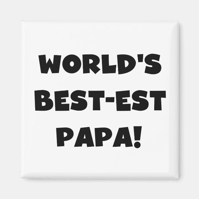 Svart text World's Best Pappa Tshirts and Gifts Magnet (Framsidan)
