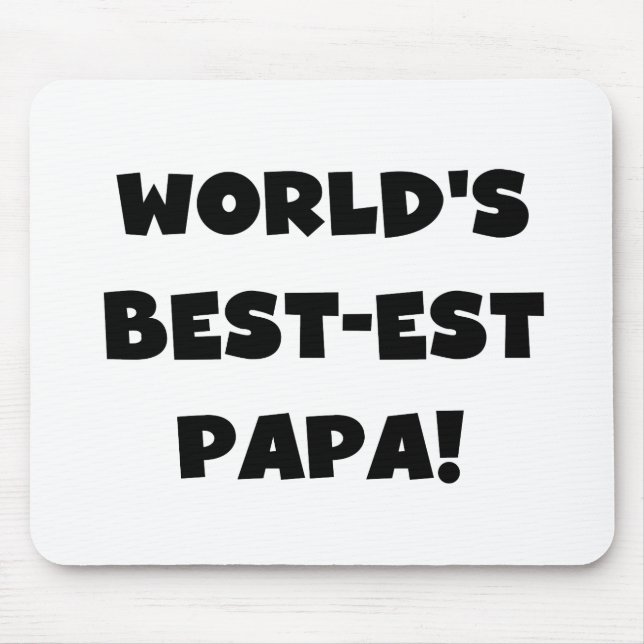 Svart text World's Best Pappa Tshirts and Gifts Musmatta (Framsidan)