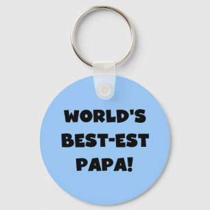 Svart text World's Best Pappa Tshirts and Gifts Nyckelring