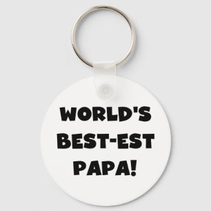Svart text World's Best Pappa Tshirts and Gifts Nyckelring