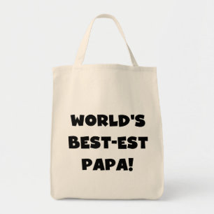 Svart text World's Best Pappa Tshirts and Gifts Tygkasse