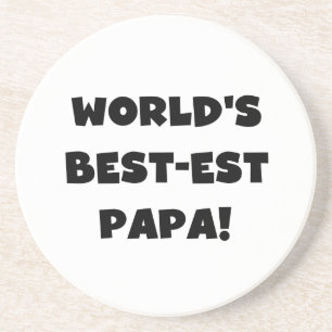 Svart text World's Best Pappa Tshirts and Gifts Underlägg