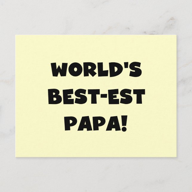 Svart text World's Best Pappa Tshirts and Gifts Vykort (Framsida)