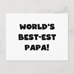 Svart text World's Best Pappa Tshirts and Gifts Vykort