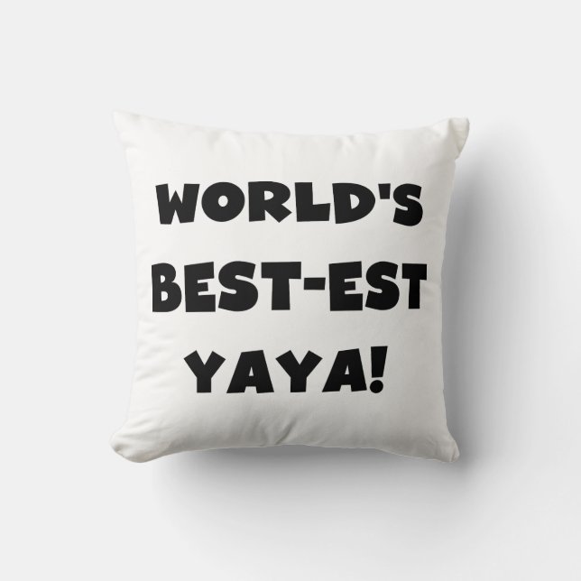 Svart text World's Best Yaya Gifts Kudde (Framsida)